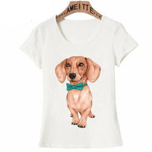 Load image into Gallery viewer, Image of a red dachshund tee wearing bowtie