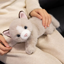 Load image into Gallery viewer, Grey and White Cat Plush Toy - Curious Kitty Grey and White Cat-2