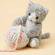 Load image into Gallery viewer, Grey and White Cat Plush Toy - Furry Round Belly Cuddle Buddy-3