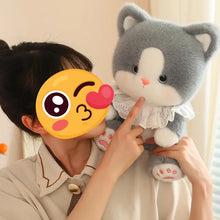 Load image into Gallery viewer, Grey and White Cat Plush Toy - Lace Ruffle Collar Design-7