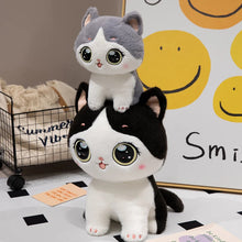 Load image into Gallery viewer, Grey and White Cat Soft Toy - Big Eyed Kawaii Kitty-5