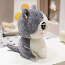 Load image into Gallery viewer, Grey and White Cat Soft Toy - Big Eyed Kawaii Kitty-14