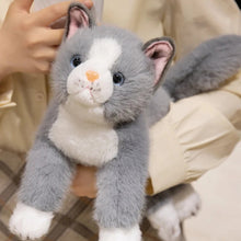 Load image into Gallery viewer, Grey and White Cat Stuffed Animal Plush Toy - Belly Flop Design-5