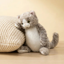Load image into Gallery viewer, Grey and White Tabby Cat Plush Toy - Furry Round Belly Cuddle Buddy-3
