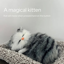 Load image into Gallery viewer, Grey Tabby Cat Kitten Stuffed Animal - Realistic Sleeping Design - Press to Meow Sound-United States-TOYS10003-Cyantabby-1