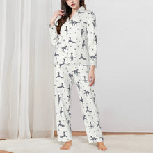 Load image into Gallery viewer, Greyhound Pajamas for Women - XL Available - Blue Greyhounds Doing Yoga-Pajamas-Apparel,Dog Mom Gifts,Greyhound,Pajamas-White-XS-2