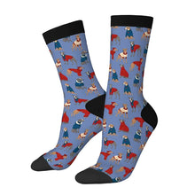 Load image into Gallery viewer, Greyhound Socks - Greyhounds in Festive Winter Wear-Wear Accessories-Blue-3 Black-One Size-1