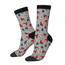 Load image into Gallery viewer, Greyhound Socks - Greyhounds in Festive Winter Wear-Wear Accessories-Gray-3 Black-One Size-61