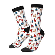 Load image into Gallery viewer, Greyhound Socks - Greyhounds in Festive Winter Wear-Wear Accessories-White-3 Black-One Size-21