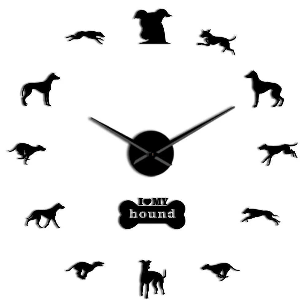 Greyhound / Whippet Love DIY Wall Clock-black-60-120CM-9
