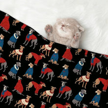 Load image into Gallery viewer, Greyhounds in Festive Winter Wear Blanket for Dog-Pet Furniture-24