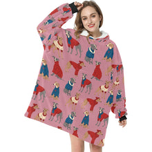 Load image into Gallery viewer, Greyhounds in Festive Winter Wear Blanket Hoodie-12