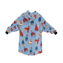 Load image into Gallery viewer, Greyhounds in Festive Winter Wear Blanket Hoodie-14