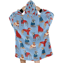 Load image into Gallery viewer, Greyhounds in Festive Winter Wear Blanket Hoodie-16