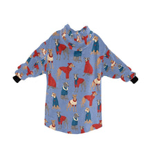 Load image into Gallery viewer, Greyhounds in Festive Winter Wear Blanket Hoodie-18