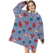 Load image into Gallery viewer, Greyhounds in Festive Winter Wear Blanket Hoodie-19