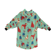 Load image into Gallery viewer, Greyhounds in Festive Winter Wear Blanket Hoodie-20