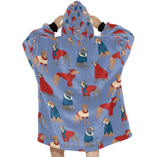 Load image into Gallery viewer, Greyhounds in Festive Winter Wear Blanket Hoodie-22