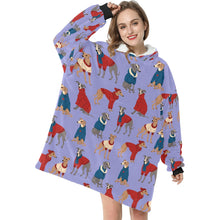 Load image into Gallery viewer, Greyhounds in Festive Winter Wear Blanket Hoodie-26
