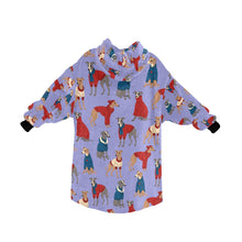 Load image into Gallery viewer, Greyhounds in Festive Winter Wear Blanket Hoodie-27