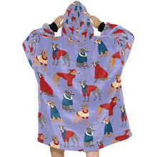Load image into Gallery viewer, Greyhounds in Festive Winter Wear Blanket Hoodie-28