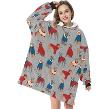 Load image into Gallery viewer, Greyhounds in Festive Winter Wear Blanket Hoodie-29