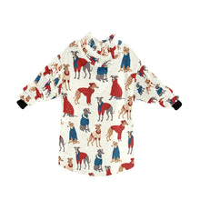 Load image into Gallery viewer, Greyhounds in Festive Winter Wear Blanket Hoodie-2