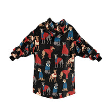 Load image into Gallery viewer, Greyhounds in Festive Winter Wear Blanket Hoodie-34