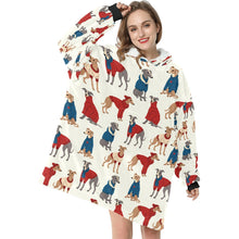 Load image into Gallery viewer, Greyhounds in Festive Winter Wear Blanket Hoodie-3