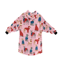 Load image into Gallery viewer, Greyhounds in Festive Winter Wear Blanket Hoodie-6