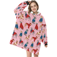 Load image into Gallery viewer, Greyhounds in Festive Winter Wear Blanket Hoodie-7