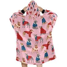 Load image into Gallery viewer, Greyhounds in Festive Winter Wear Blanket Hoodie-8
