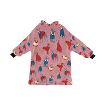 Load image into Gallery viewer, Greyhounds in Festive Winter Wear Blanket Hoodie-PaleVioletRed-ONE SIZE-9