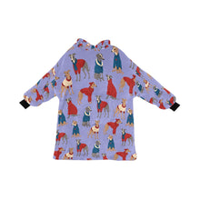 Load image into Gallery viewer, Greyhounds in Festive Winter Wear Blanket Hoodie-CornflowerBlue_1-ONE SIZE-25