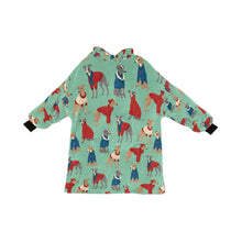 Load image into Gallery viewer, Greyhounds in Festive Winter Wear Blanket Hoodie-MediumAquaMarine-ONE SIZE-21