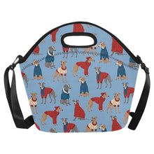 Load image into Gallery viewer, Greyhounds in Festive Winter Wear Neoprene Lunch Bag-16