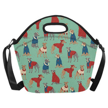 Load image into Gallery viewer, Greyhounds in Festive Winter Wear Neoprene Lunch Bag-26