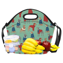 Load image into Gallery viewer, Greyhounds in Festive Winter Wear Neoprene Lunch Bag-28
