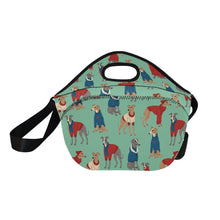 Load image into Gallery viewer, Greyhounds in Festive Winter Wear Neoprene Lunch Bag-30