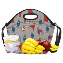 Load image into Gallery viewer, Greyhounds in Festive Winter Wear Neoprene Lunch Bag-38