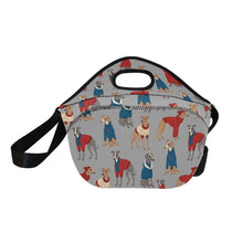 Load image into Gallery viewer, Greyhounds in Festive Winter Wear Neoprene Lunch Bag-40