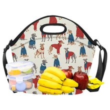 Load image into Gallery viewer, Greyhounds in Festive Winter Wear Neoprene Lunch Bag-4