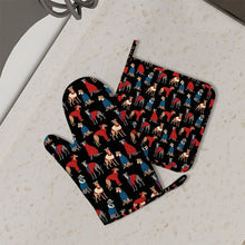 Load image into Gallery viewer, Greyhounds in Festive Winter Wear Oven Mitts and Pot Holder Set-Kitchen Decor-Accessories,Dog Mom Gifts,Greyhound-3
