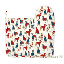 Load image into Gallery viewer, Greyhounds in Festive Winter Wear Oven Mitts and Pot Holder Set-Kitchen Decor-Accessories,Dog Mom Gifts,Greyhound-8