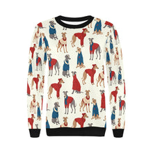 Load image into Gallery viewer, Greyhounds in Festive Winter Wear Sweatshirt for Women-Apparel-Apparel, Dog Mom Gifts, Greyhound, Sweatshirt-10