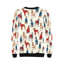 Load image into Gallery viewer, Greyhounds in Festive Winter Wear Sweatshirt for Women-Apparel-Apparel, Dog Mom Gifts, Greyhound, Sweatshirt-11