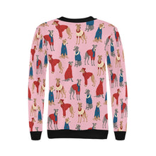 Load image into Gallery viewer, Greyhounds in Festive Winter Wear Sweatshirt for Women-Apparel-Apparel, Dog Mom Gifts, Greyhound, Sweatshirt-12