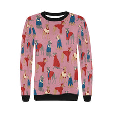 Load image into Gallery viewer, Greyhounds in Festive Winter Wear Sweatshirt for Women-Apparel-Apparel, Dog Mom Gifts, Greyhound, Sweatshirt-13