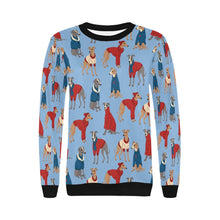 Load image into Gallery viewer, Greyhounds in Festive Winter Wear Sweatshirt for Women-Apparel-Apparel, Dog Mom Gifts, Greyhound, Sweatshirt-16