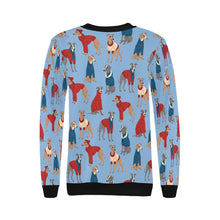 Load image into Gallery viewer, Greyhounds in Festive Winter Wear Sweatshirt for Women-Apparel-Apparel, Dog Mom Gifts, Greyhound, Sweatshirt-17